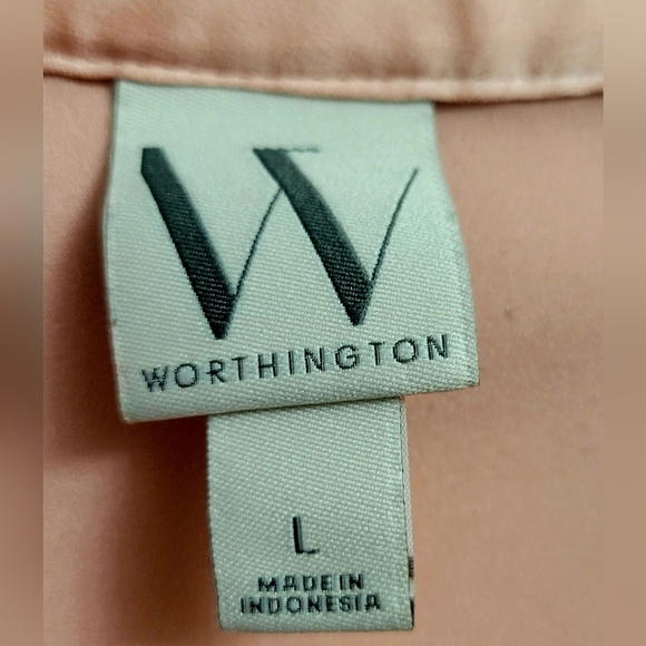 Worthington Light Pink Satin Button Down Shirt – Versatile Blouse | Size Large - Picture 3 of 4